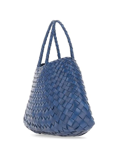 DRAGON DIFFUSION small Santa Croce hand-woven leather tote bag - Blue