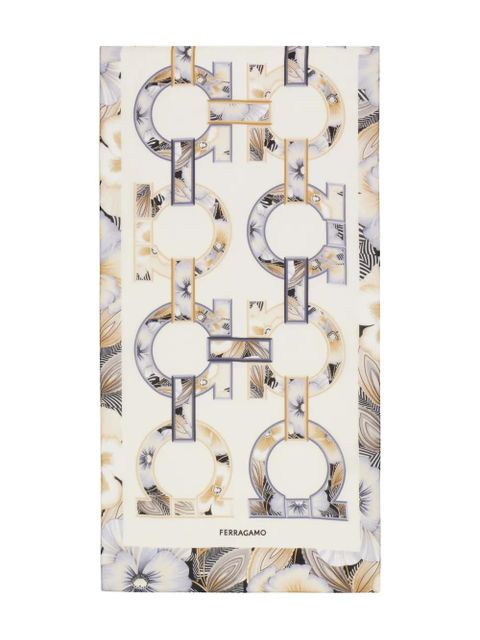 Ferragamo Gancini Brezza-print silk scarf - Neutrals