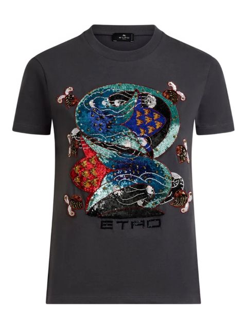ETRO sequin-embellished graphic t-shirt - Grey - zdjęcie produktu nr 1