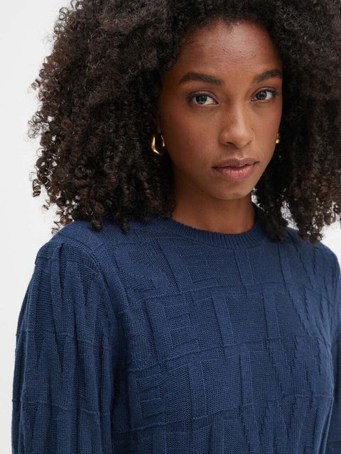 Twinset sweter z domieszką kaszmiru kolor granatowy 242TP3601