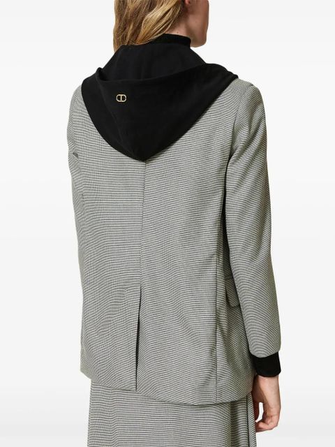 TWINSET hooded houndstooth blazer - Black