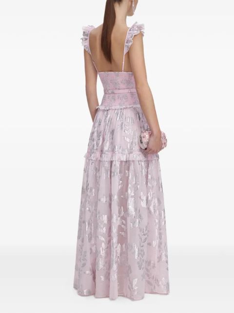 Self-Portrait chiffron ruffled maxi dress - Pink
