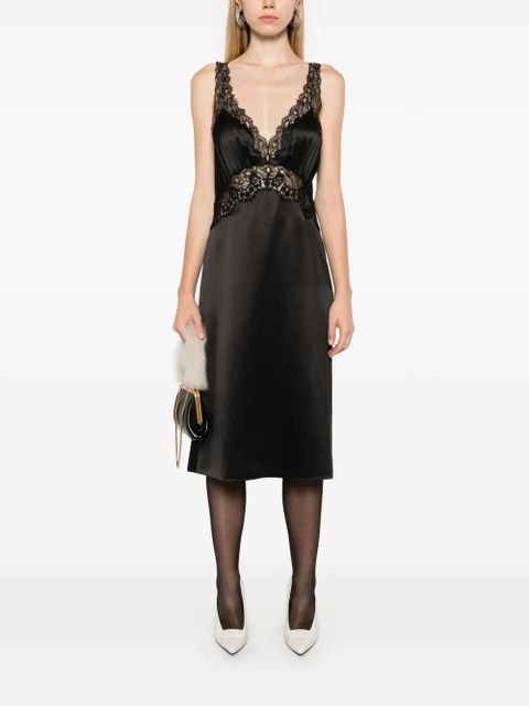 Saint Laurent lace-panel midi dress - Black - zdjęcie produktu nr 2