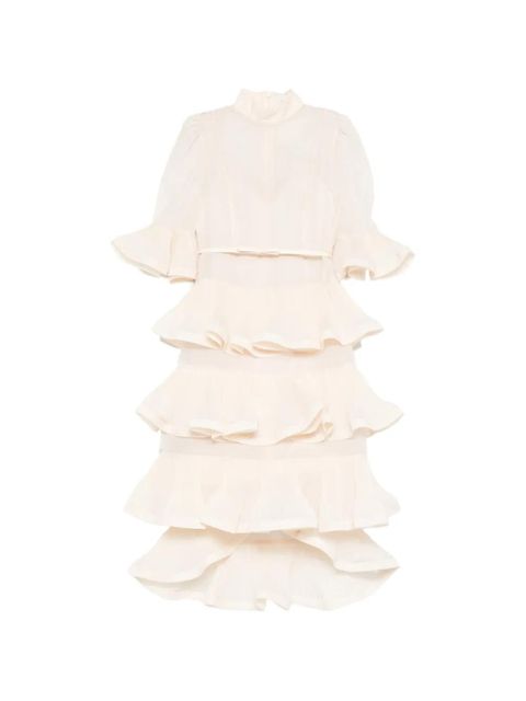ZIMMERMANN ruffled layered midi dress - Neutrals - zdjęcie produktu nr 1