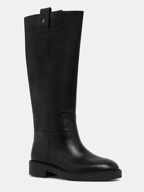 Nokwol kozaki skórzane Jose Black Leather damskie kolor czarny na płaskim obcasie Jose Black Leather - zdjęcie produktu nr 2