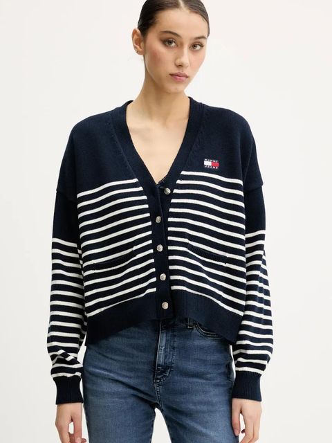 Tommy Jeans kardigan bawełniany kolor granatowy DW0DW20257