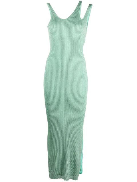 Simkhai Ivette metallic-rib midi dress - Green - zdjęcie produktu nr 1