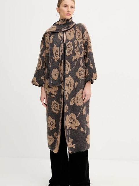 Liviana Conti kardigan z dodatkiem wełny damski kolor brązowy lekki L5WG69 - zdjęcie produktu nr 2