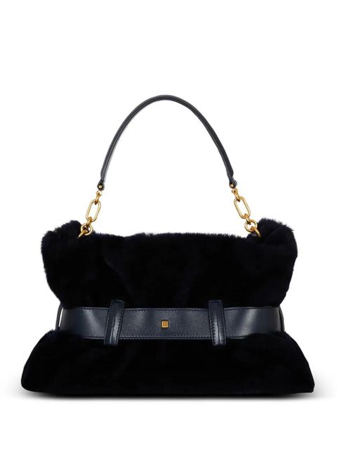 Balmain medium Anthem shearling belt-buckle shoulder bag - Blue