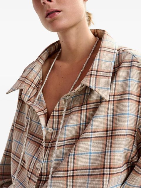 Essentiel Antwerp rhinestone-strap plaid shirt - Neutrals