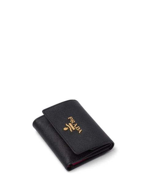 Prada logo-lettering leather wallet - Black