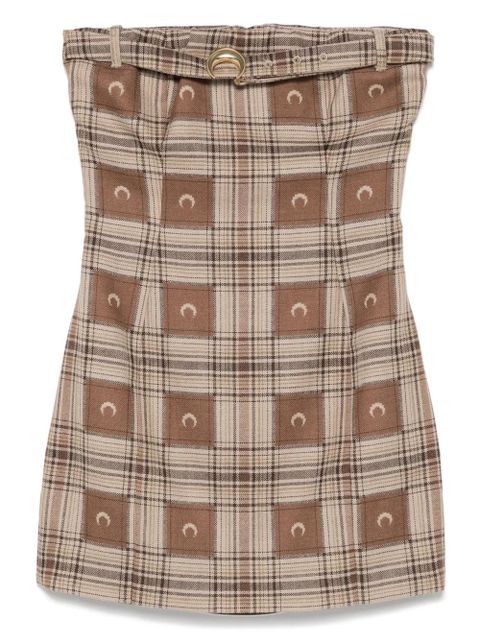 Marine Serre moon check-jacquard mini dress - Brown - zdjęcie produktu nr 1