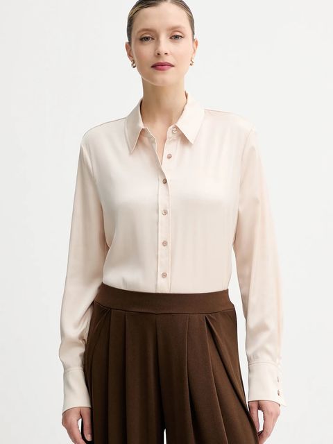 Guess koszula CONCETTA damska kolor beżowy regular z kołnierzykiem klasycznym W5YH03 WF1T2