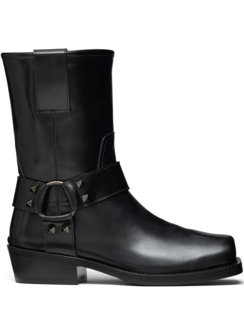 Valentino Garavani 40mm Rockstud biker boots - Black - zdjęcie produktu nr 1