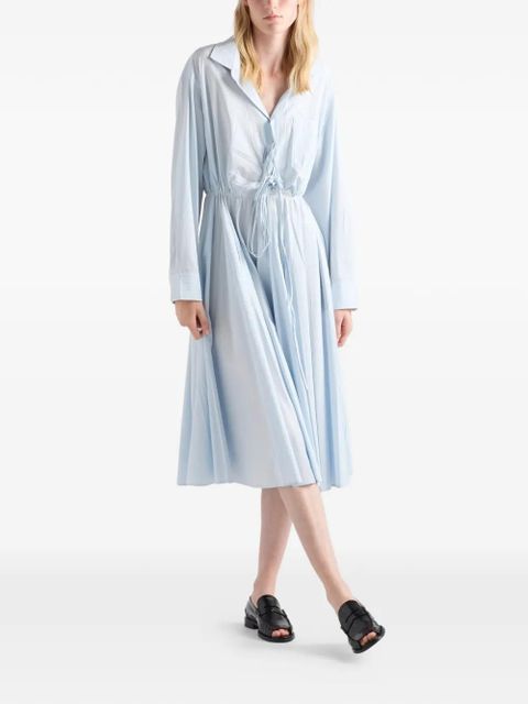 Prada V-neck long-sleeve midi dress - Blue