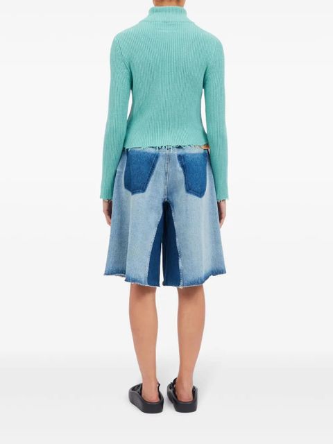 MM6 Maison Margiela raw-cut cropped cardigan - Blue