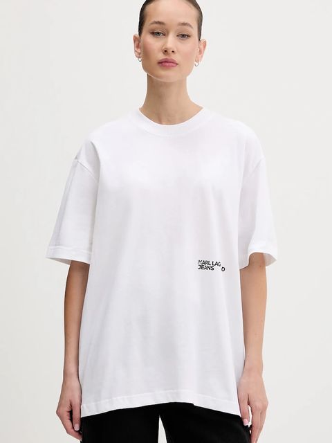 Karl Lagerfeld Jeans t-shirt bawełniany damski kolor beżowy B1W17059