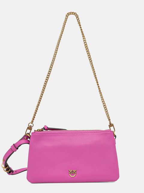 Pinko torebka skórzana kolor różowy 105359 A0QO - zdjęcie produktu nr 1