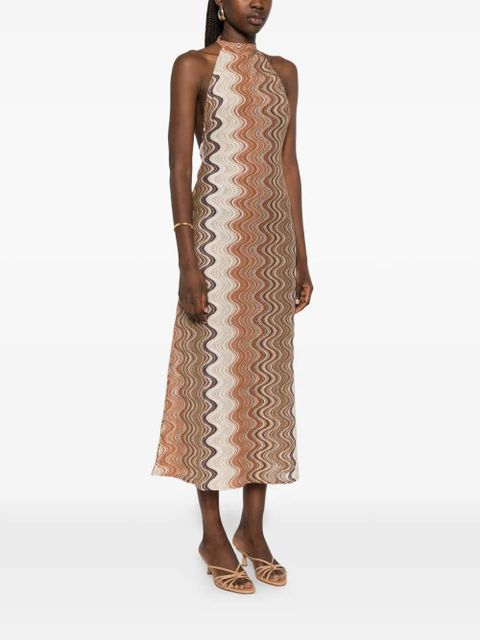 MC2 Saint Barth Tony R chevron-knit halterneck dress - Neutrals