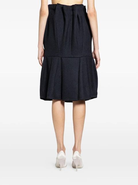 Prada chevron-knit bow-detail skirt - Blue