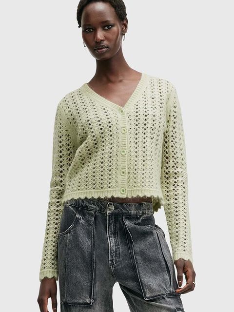 AllSaints kardigan wełniany VIVIAN kolor beżowy W056KB