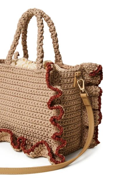 TWINSET ruffled-trim tote bag - Neutrals