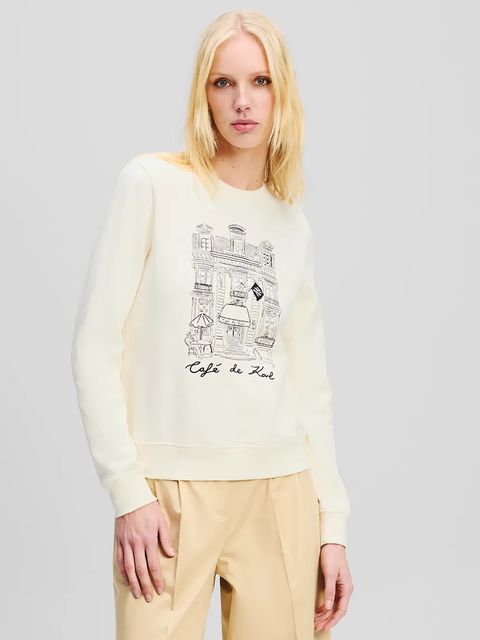 Karl Lagerfeld bluza bawełniana damska kolor beżowy z nadrukiem A2W20057 - zdjęcie produktu nr 1