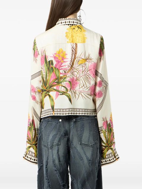 Blumarine floral print twill top - Neutrals