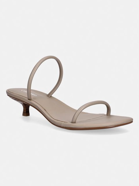 Calvin Klein sandały na szpilce skórzane KITT HEEL SNDL DOUBLE STRAP LTH - zdjęcie produktu nr 1