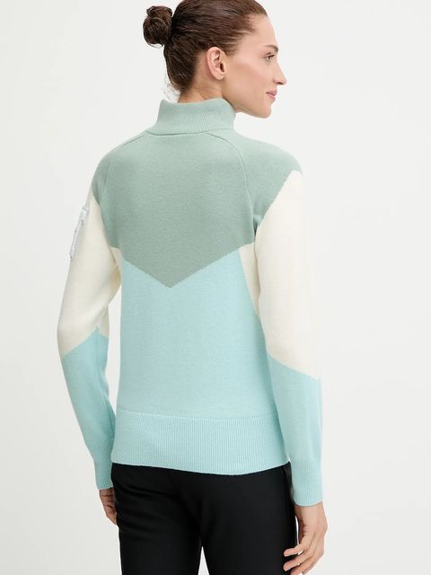 Helly Hansen sweter Apres damski kolor zielony ciepły z golfem 66029