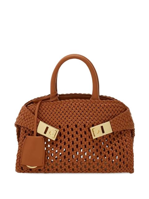 Ferragamo XS woven hug tote bag - Brown - zdjęcie produktu nr 1