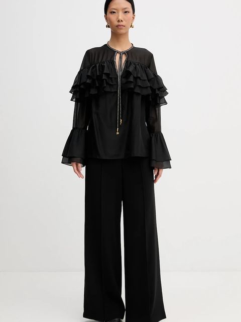 Karl Lagerfeld bluzka damska kolor czarny gładka B1W11011