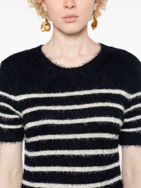 KHAITE stripe-pattern knitted tube dress - Blue