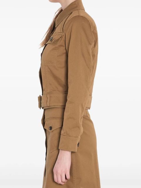 Saint Laurent cropped twill jacket - Brown