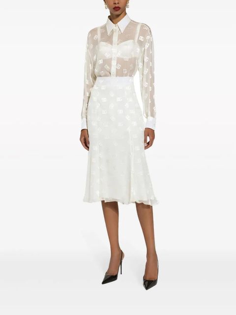 Dolce & Gabbana monogram-jacquard semi-sheered shirt - White