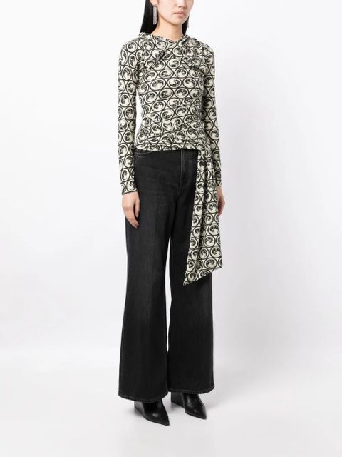 Off-White motif-print long-sleeve top - Neutrals
