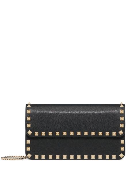 Valentino Garavani Rockstud leather clutch bag - Black - zdjęcie produktu nr 1