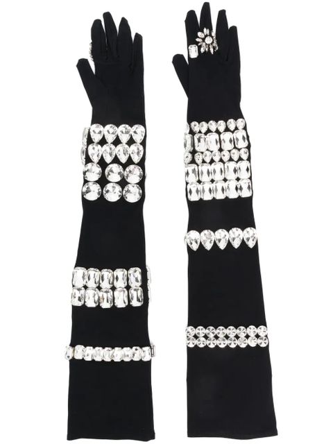 Dolce & Gabbana crystal-embellished long gloves - Black - zdjęcie produktu nr 1