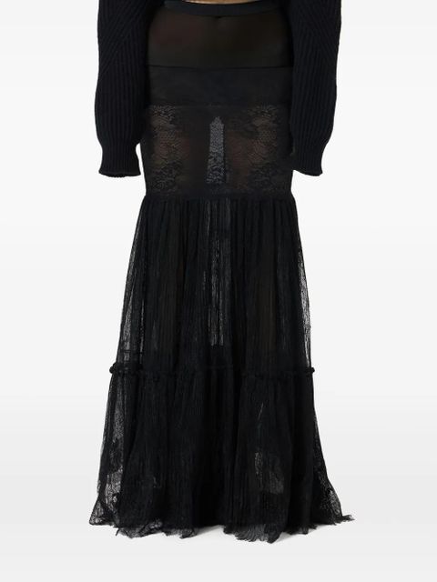 Blumarine see-through rébrodé-lace maxi skirt - Black - zdjęcie produktu nr 2