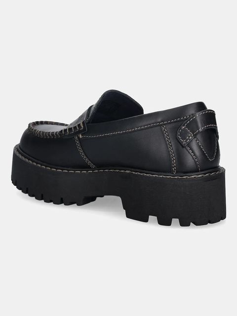 Tommy Hilfiger mokasyny skórzane ARCHIVE 01 LOAFER LEATHER damskie kolor czarny na platformie EN0EN03005