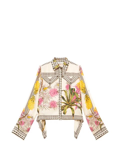 Blumarine floral print twill top - Neutrals - zdjęcie produktu nr 1