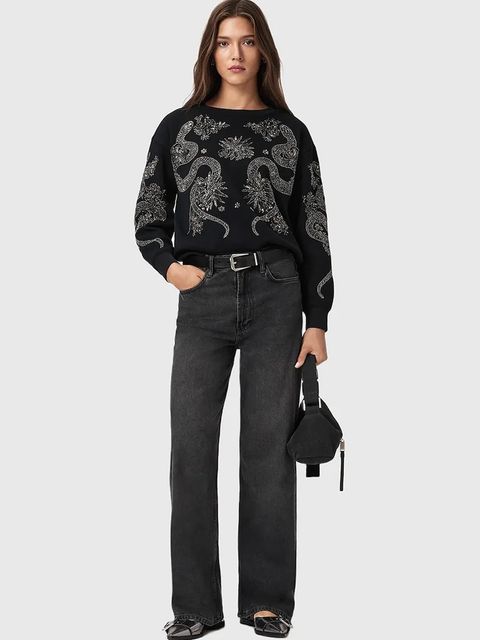 AllSaints sweter damski kolor czarny W146JD