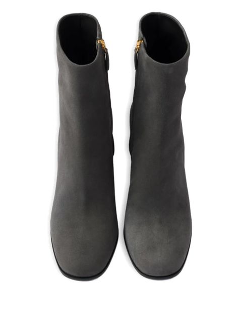Prada 85mm suede block-heel boots - Grey
