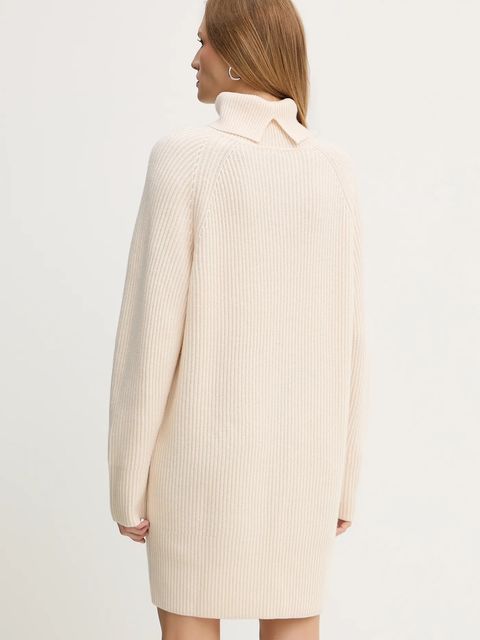 BOSS sukienka wełniana kolor beżowy mini oversize 50548795