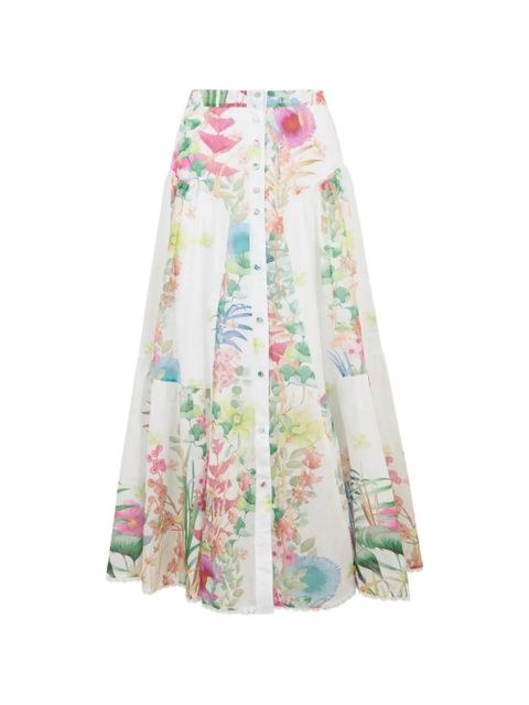 Charo Ruiz Ibiza Roselle floral-prim buttoned skirt - White - zdjęcie produktu nr 1
