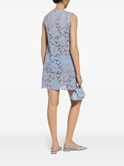 Dolce & Gabbana DNA floral-lace shift mini dress - Blue