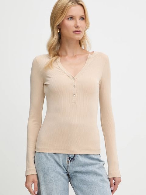 Guess longsleeve LENA kolor beżowy W5YP12 KCTC2 - zdjęcie produktu nr 1