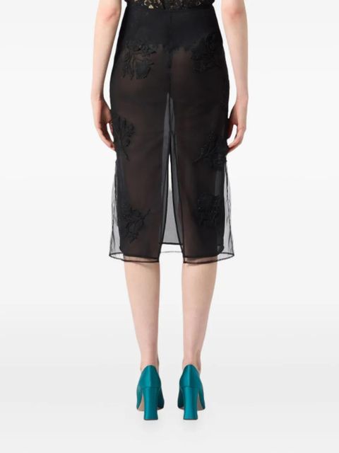 Blumarine flower-embroidered midi skirt - Black - zdjęcie produktu nr 2