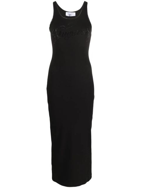 Blumarine logo-embroidered long dress - Black