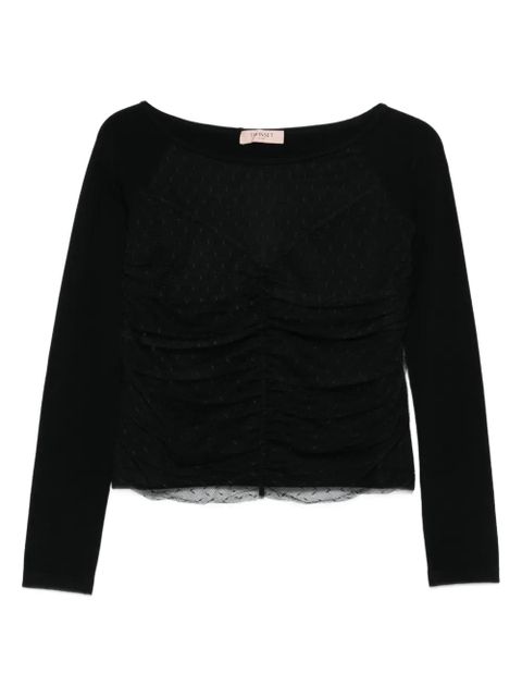 TWINSET ruched dotted blouse - Black - zdjęcie produktu nr 1